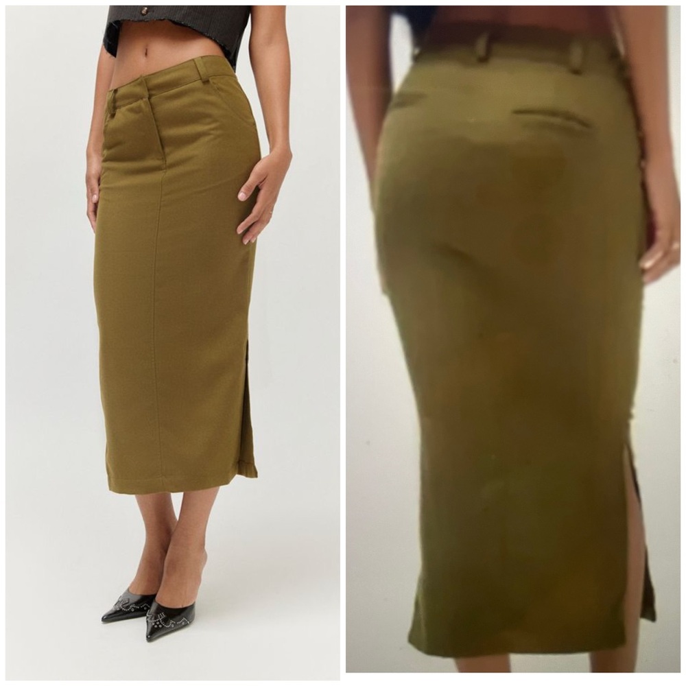 Urban Outfitters Blair Pencil Midi Skirt in Olive Green Size S EUC